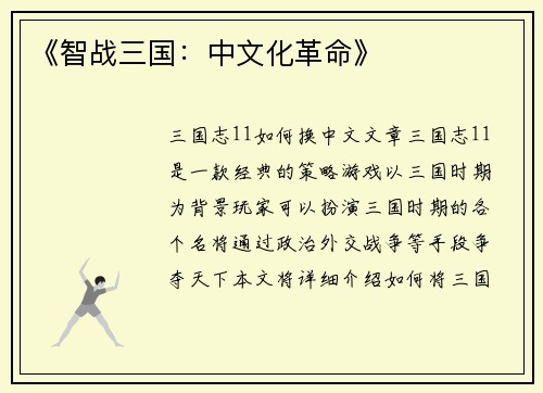 《智战三国：中文化革命》